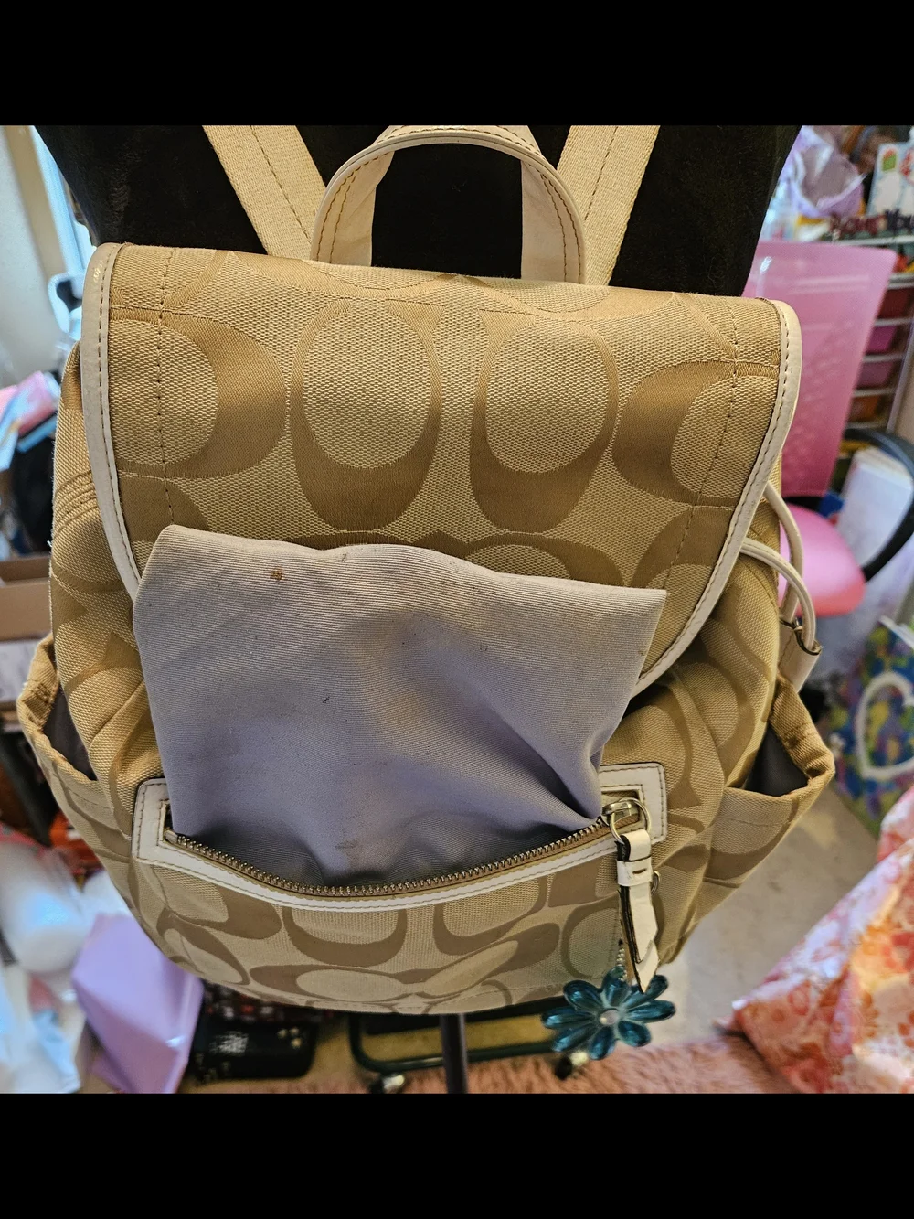 Y2K✨️Coach Tan Daisy Signature Canvas Backpack - Picture 2 of 16
